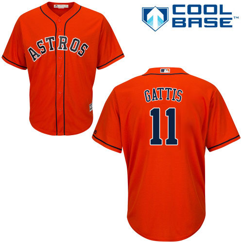 Astros #11 Evan Gattis Orange Cool Base Stitched Youth MLB Jersey - Click Image to Close